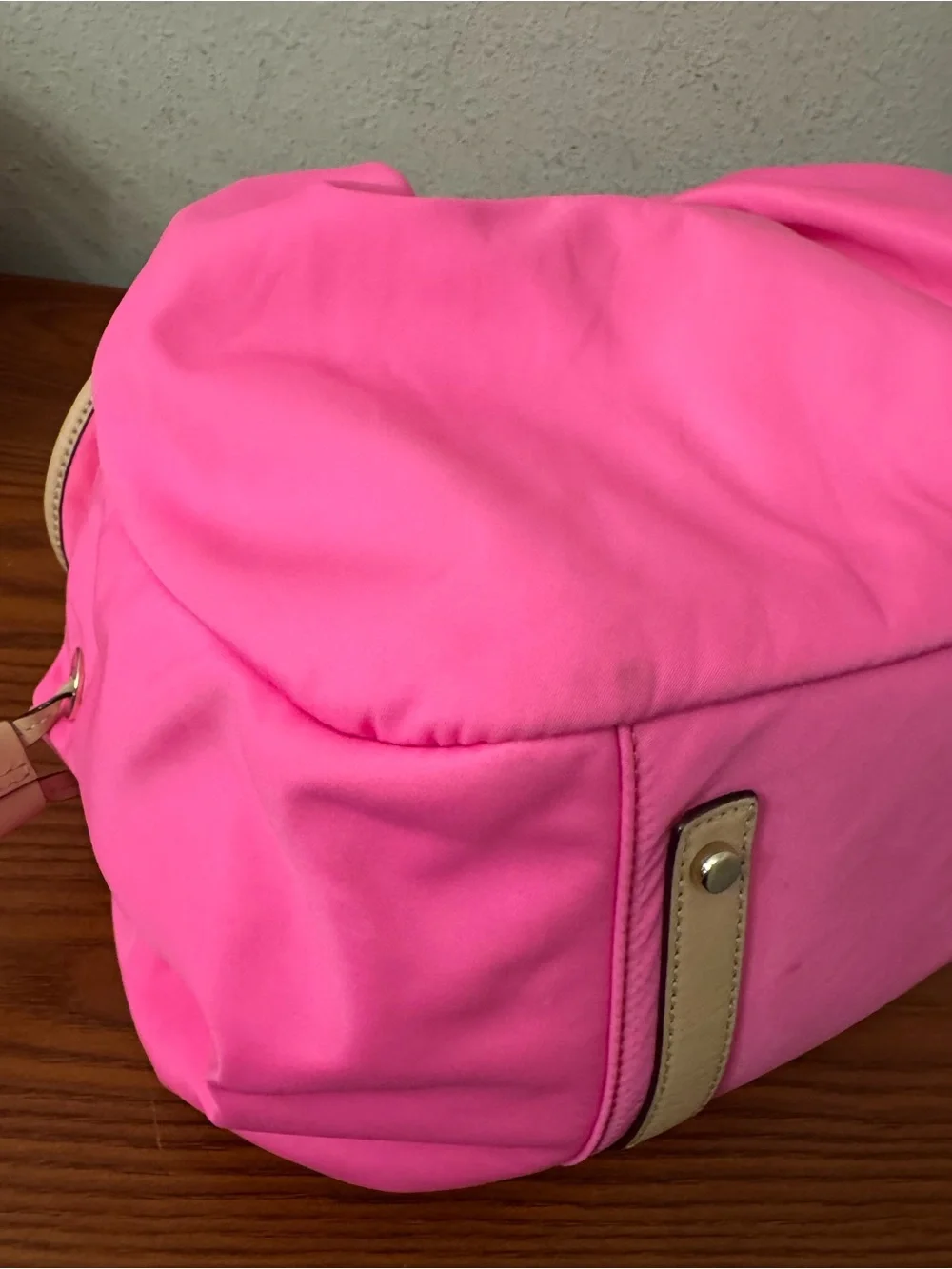 kate spade Bright Pink Nylon Tote with Cream Handles